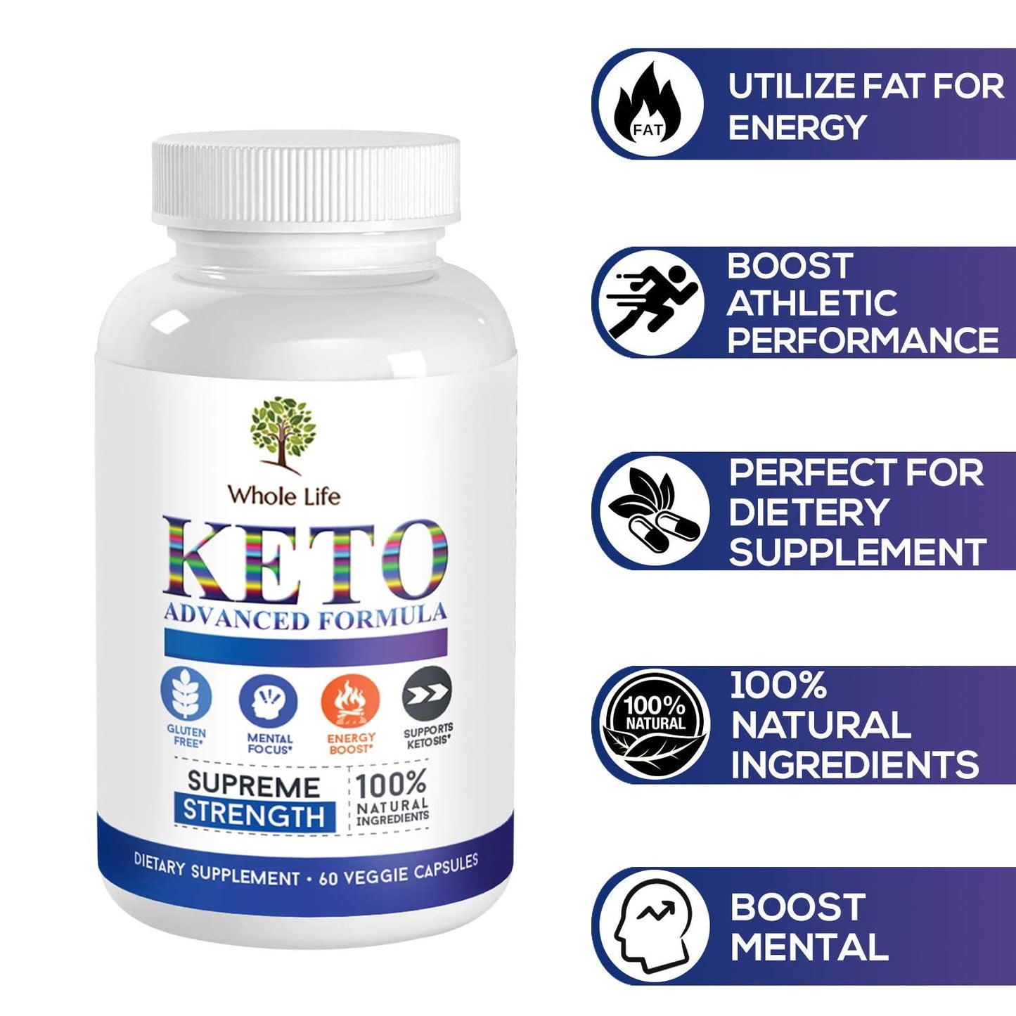 WHOLE LIFE Keto Advanced Formula Diet BHB Pills - Ketogenic All Natural, Support