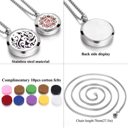 Aromatherapy Essential Oil Diffuser Necklace Tree of Life Cloud Design Stainless Steel Locket