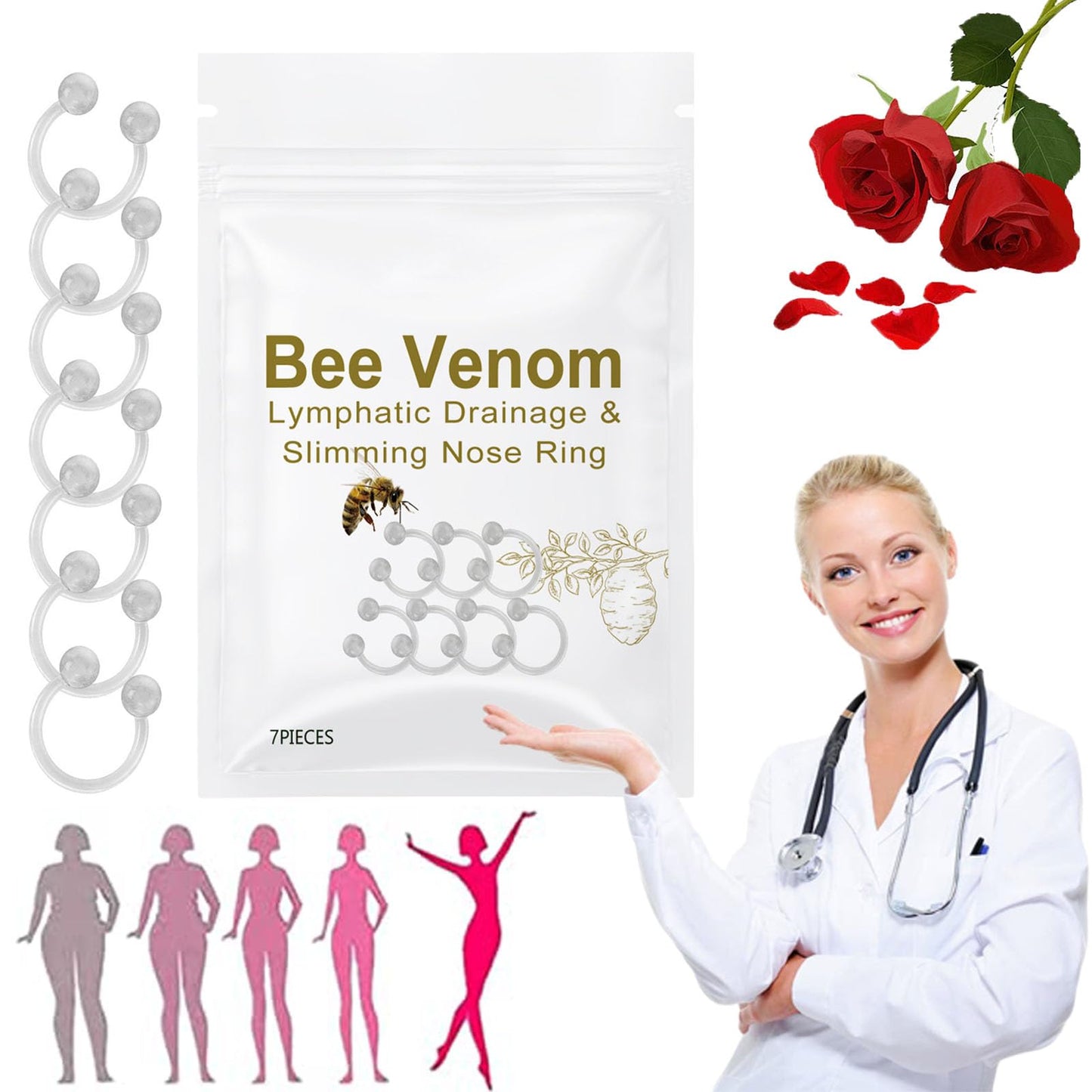 Bee Venom Slimming Nose Ring, Bee Venom Lymphatic Drainage Nose Ring, Bee Venom Lymphatic