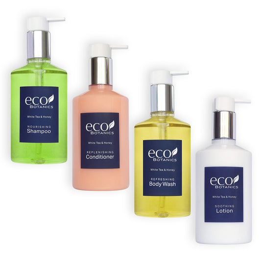 A 40 Piece Ecobox All-In-Kit of our Ecobotanics 10.14 oz. 300 ml Bottles-12 Shampoo