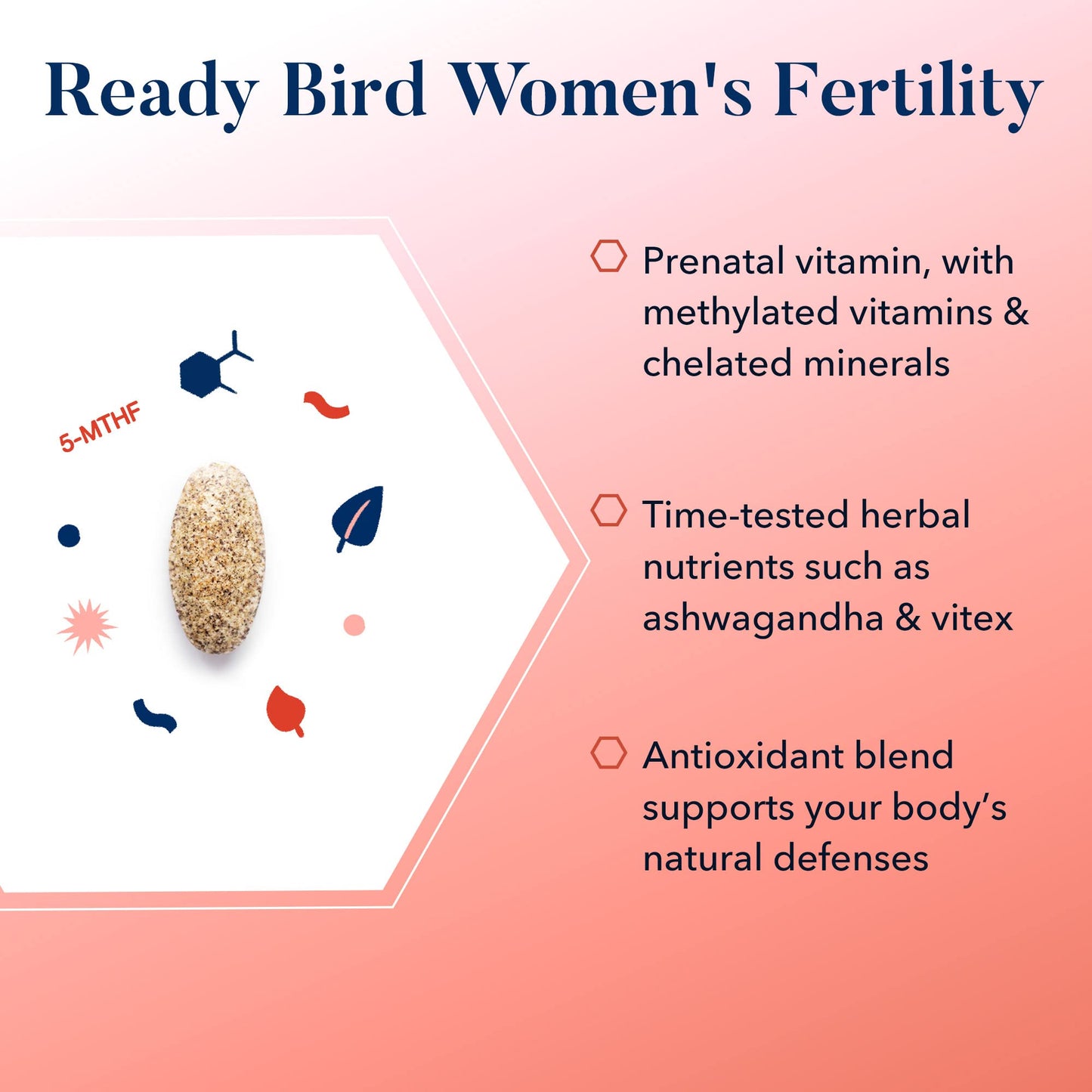 Best Nest Ready Bird Women's Fertility Vitamins, Conception Supplement & Prenatal Multivitamin