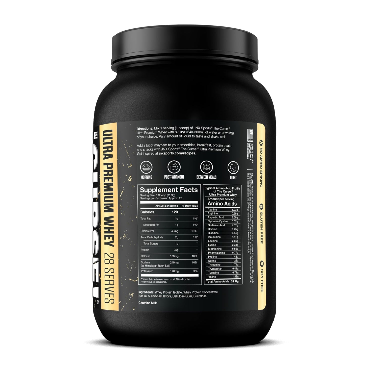 JNX SPORTS The Curse! Ultra Premium Whey Protein Powder Vanilla Bean 2lb | 25g Protein