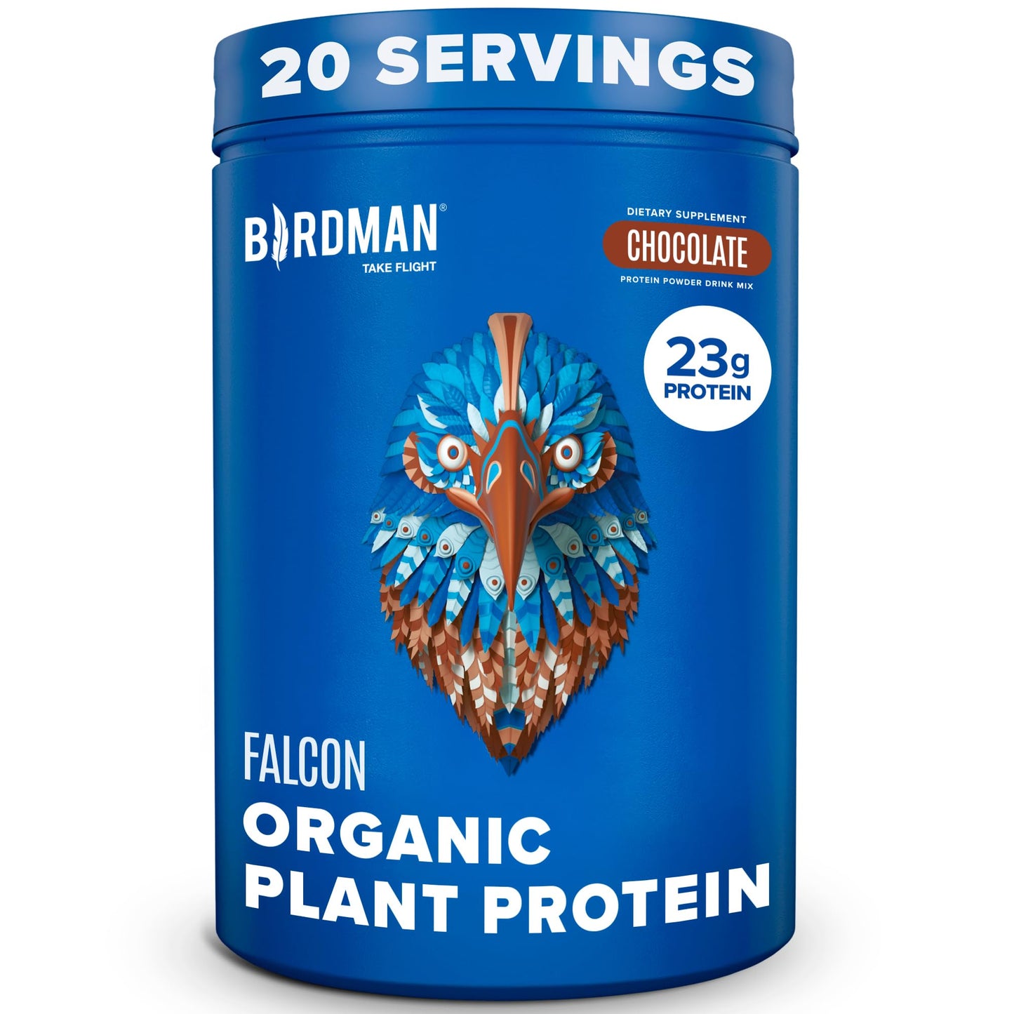 BIRDMAN Falcon Vegan Protein Powder Organic, Stevia & Sugar Free, Plant Based Protein