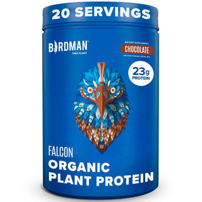 BIRDMAN Falcon Vegan Protein Powder Organic, Stevia & Sugar Free, Plant Based Protein