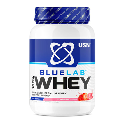 USN Blue Lab Whey Protein Powder: Strawberry - Whey Protein 908g - Post-Workout - Whey Isolate 