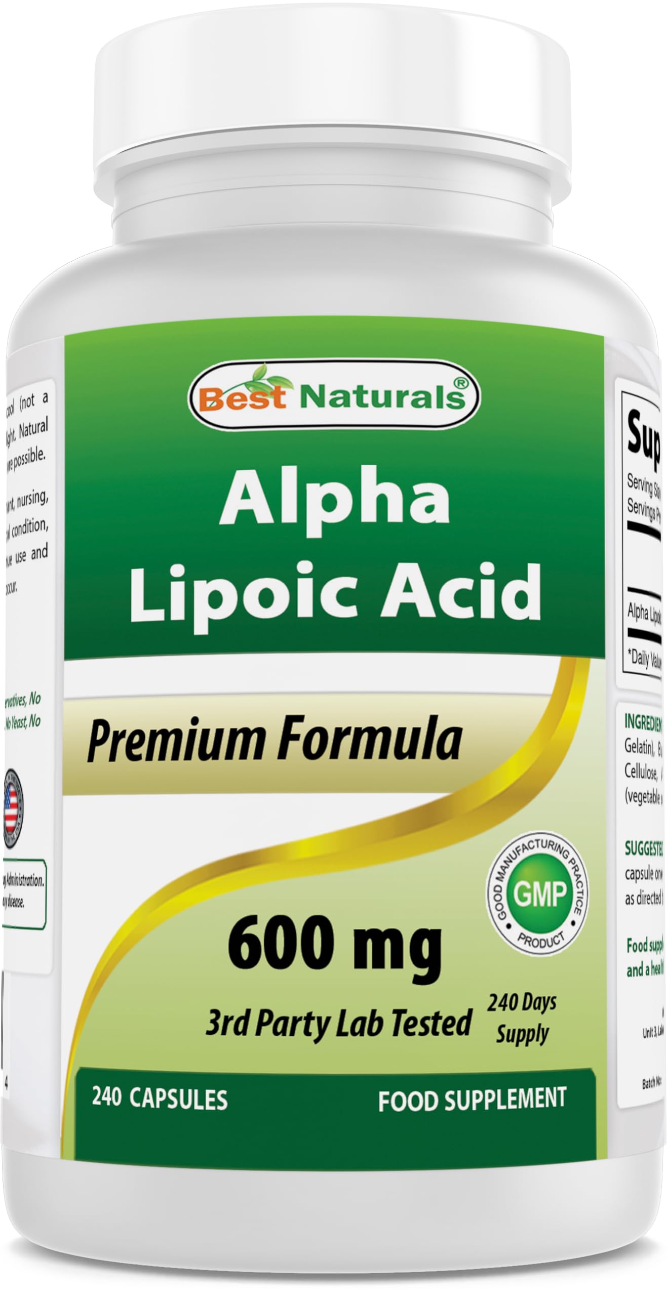 Best Naturals Est Alpha Liopic Acid 600 Mg Capsule with Powerful Antioxidant, 240 Count