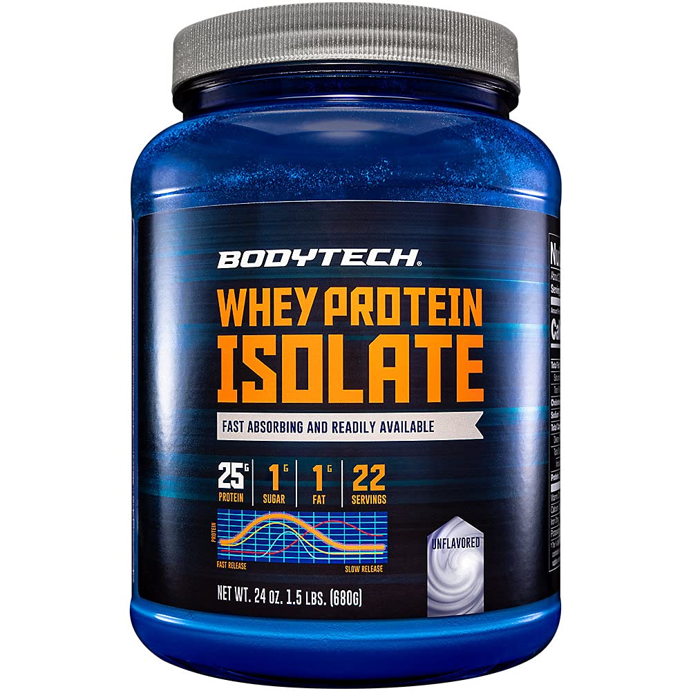 BODYTECH Whey Protein Isolate Powder - with 25 Grams of Protein per Serving & BCAA's 