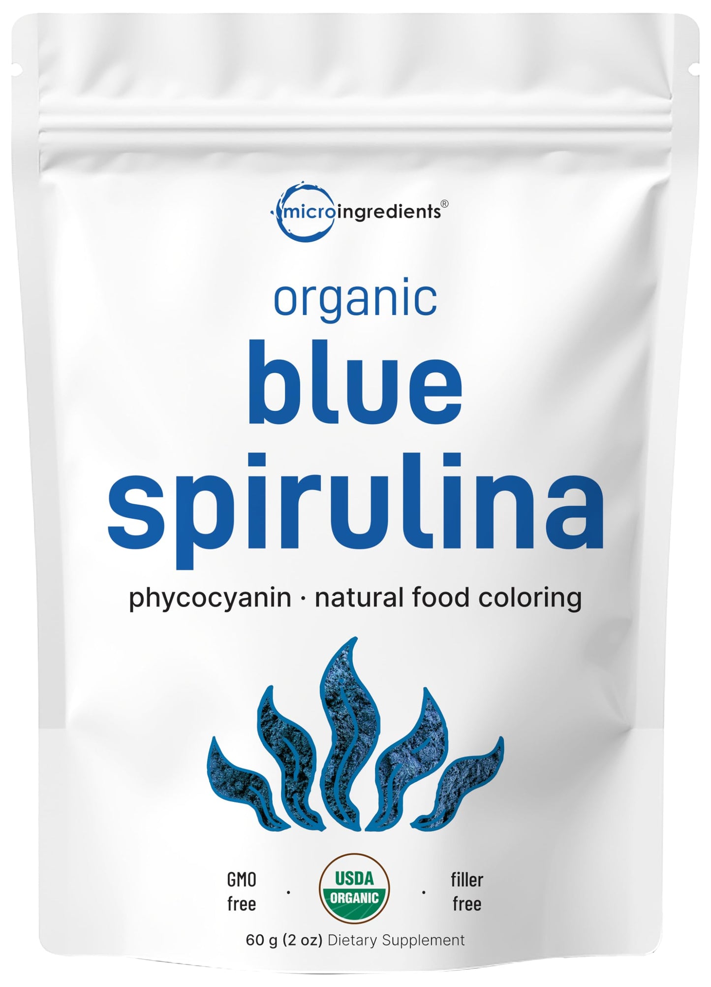 Organic Blue Spirulina Powder (Phycocyanin Extract), 60 Servings - No Fishy Smell