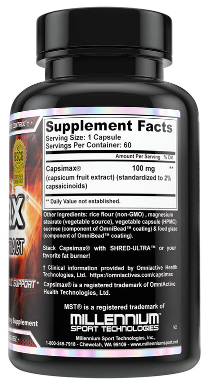 MST Capsimax Supplement 100mg V Capsules, 60 Servings Clinically Dosed Weight Management