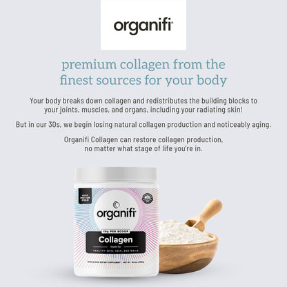 Organifi Unflavored Collagen Powder - Supports Stronger Skin, Nail, and Hair, 40 Servings