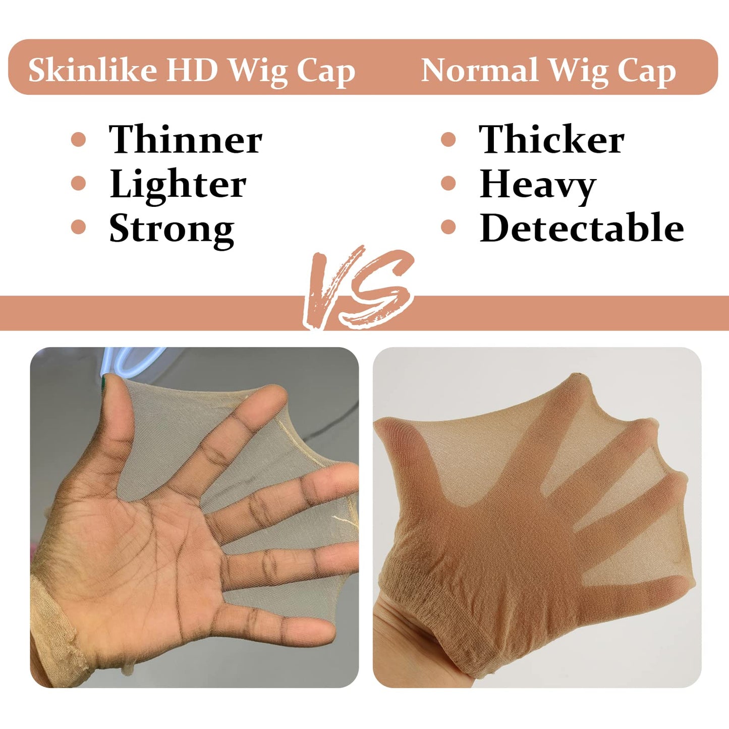 BEEOS SKINLIKE Real HD Wig Caps, 10 Pieces Ultra-thin Invisible and Breathable Stretchy