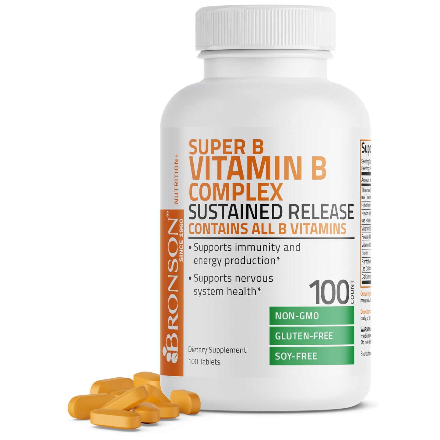 Bronson Super B Vitamin B Complex Sustained Slow Release Vitamin B1, B2, B3, B6, B9