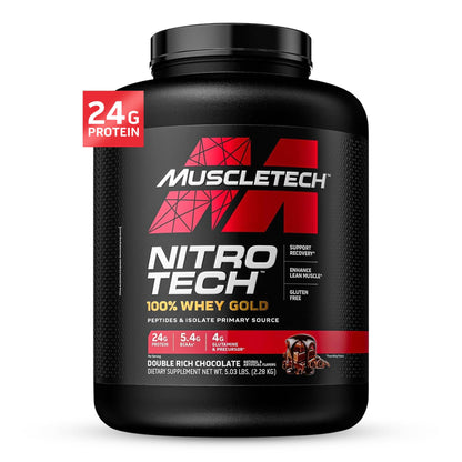 Muscletech Whey Protein Powder (Double Rich Chocolate, 5LB) - Nitro-Tech Whey Protein