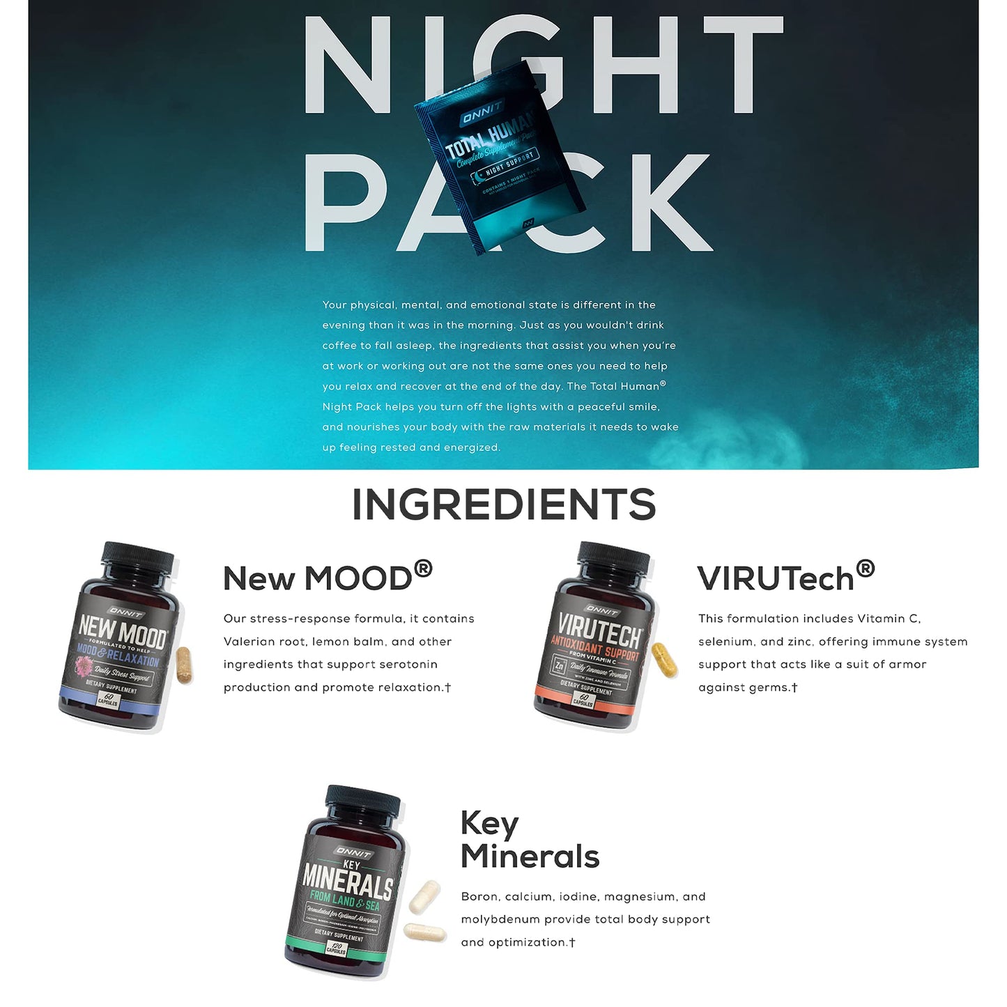 ONNIT Total Human Day and Night Vitamin Packs for Men and Women,Capsule, 30-Day