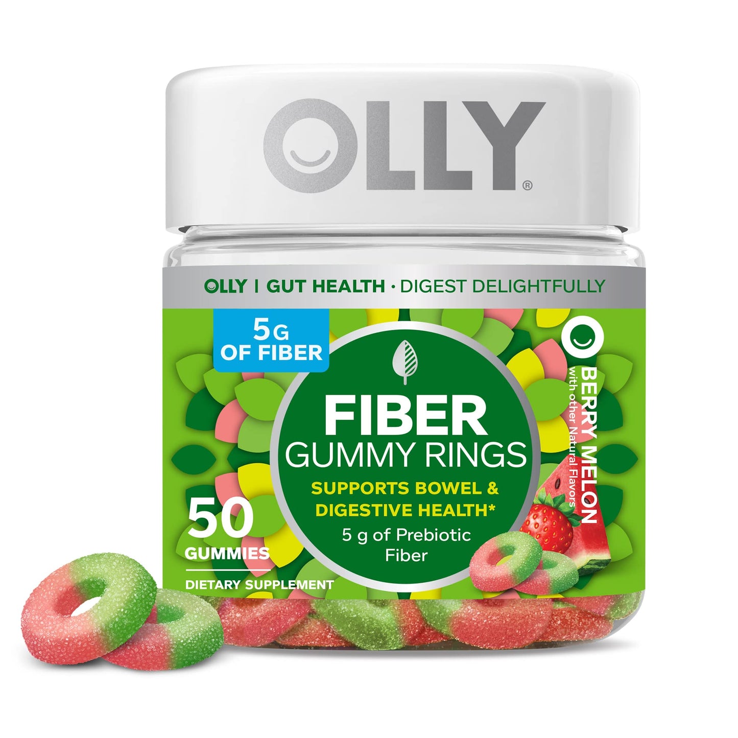 OLLY Fiber Gummy Rings, 5g Prebiotic Fiber, FOS (Fructo-oligosaccharides), Digestive