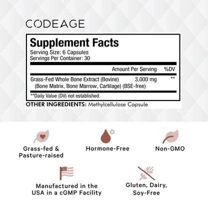 Codeage Grass Fed Bone Marrow, Full Spectrum Whole Bone Extract