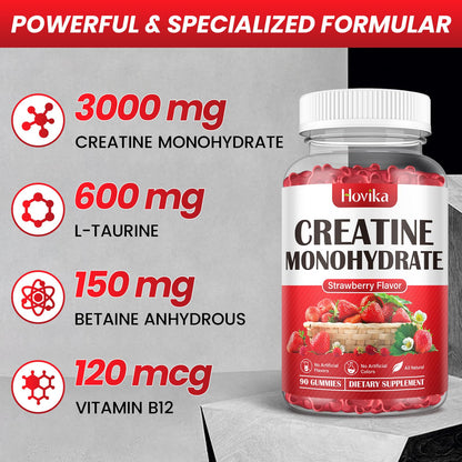 Hovika Creatine Monohydrate Gummies for Men & Women, Chewable 3g Creatine Monohy