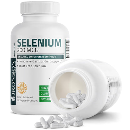 Bronson Selenium 200 mcg – Yeast Free Chelated Amino Acid Complex - Essential Trace