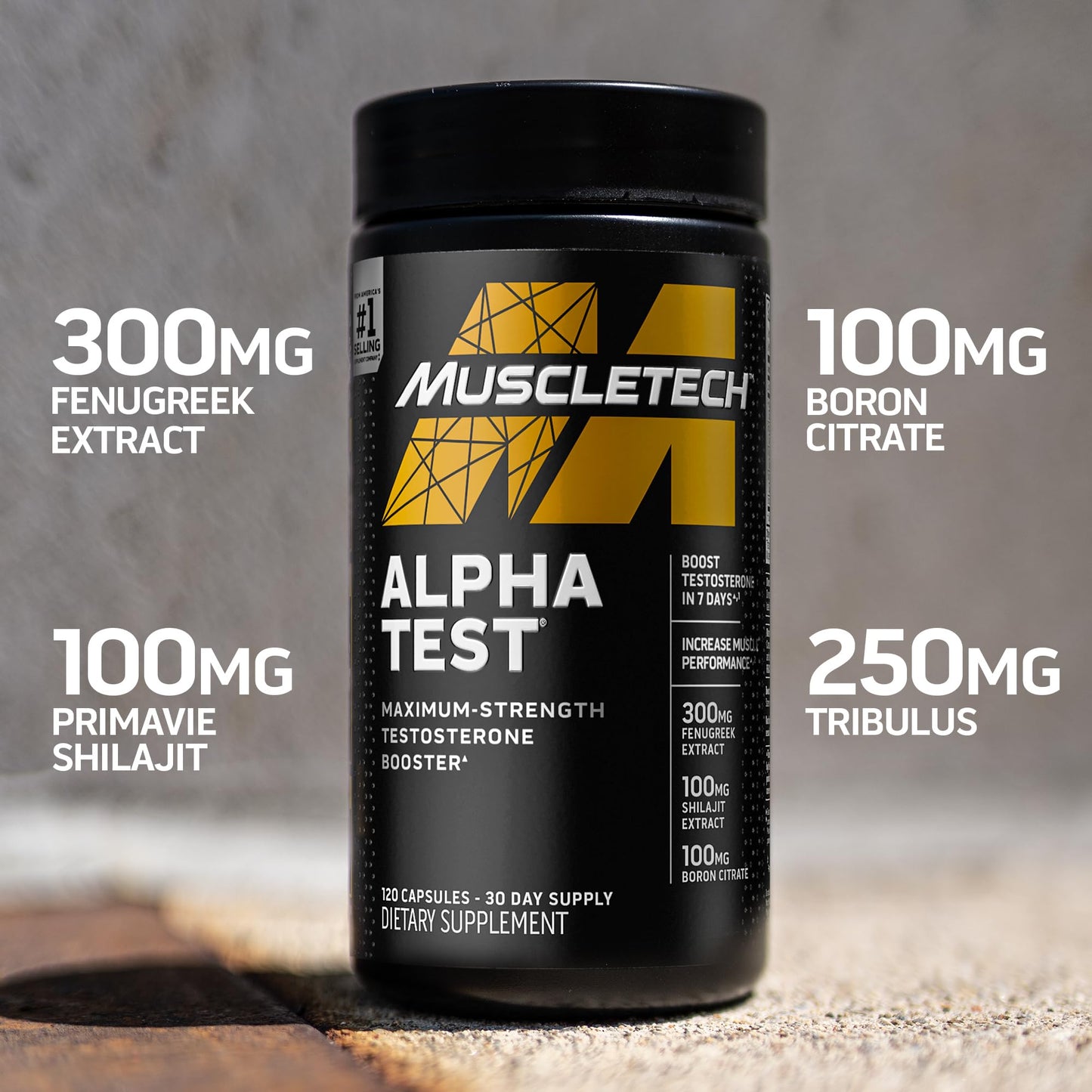 Testosterone Booster for Men, MuscleTech AlphaTest, Tribulus Terrestris & Boron Suppleme