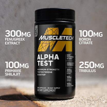 Testosterone Booster for Men, MuscleTech AlphaTest, Tribulus Terrestris & Boron Suppleme