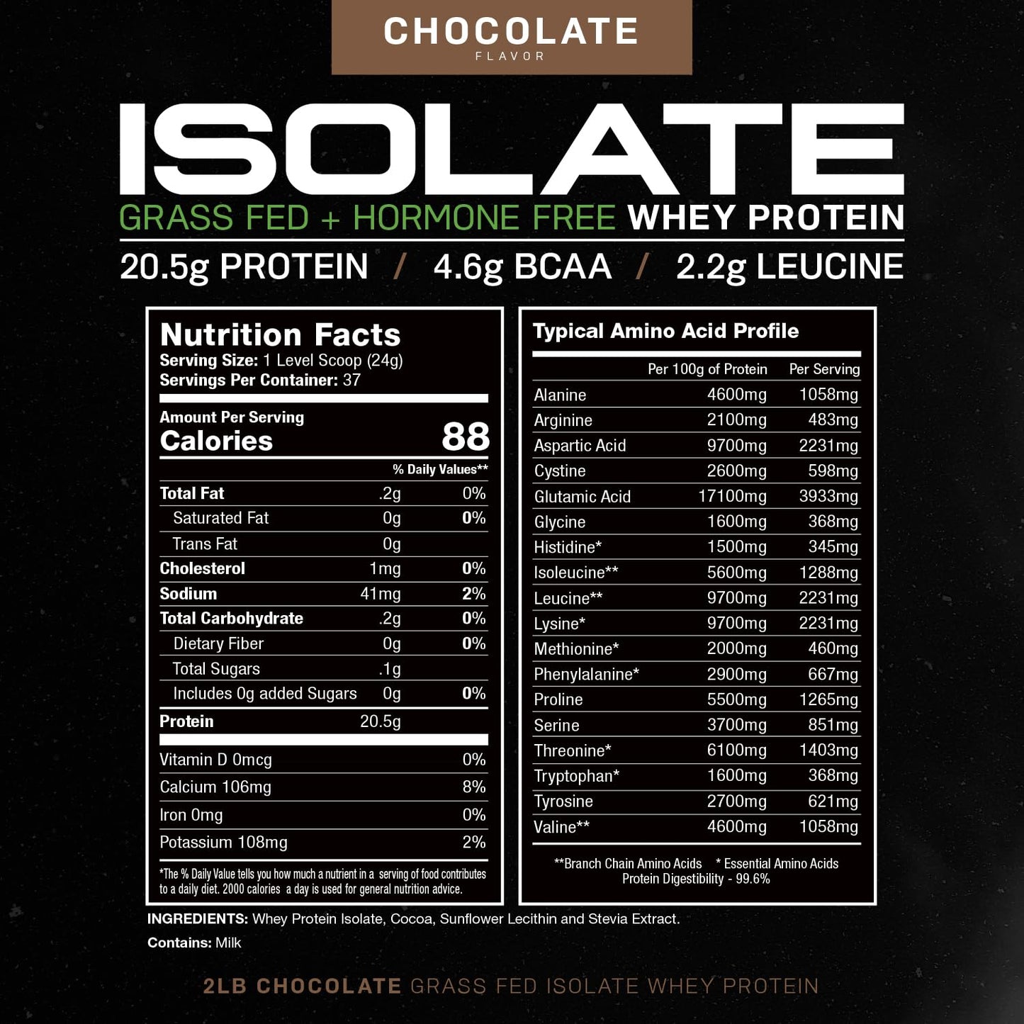 Muscle Feast Grass-Fed Whey Protein Isolate, All Natural Hormone Free Pasture Raised