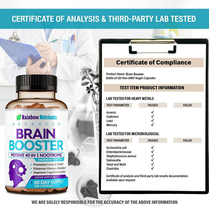 40-in-1 Brain Booster Supplements for Memory, Focus, Clarity, Energy, Performance