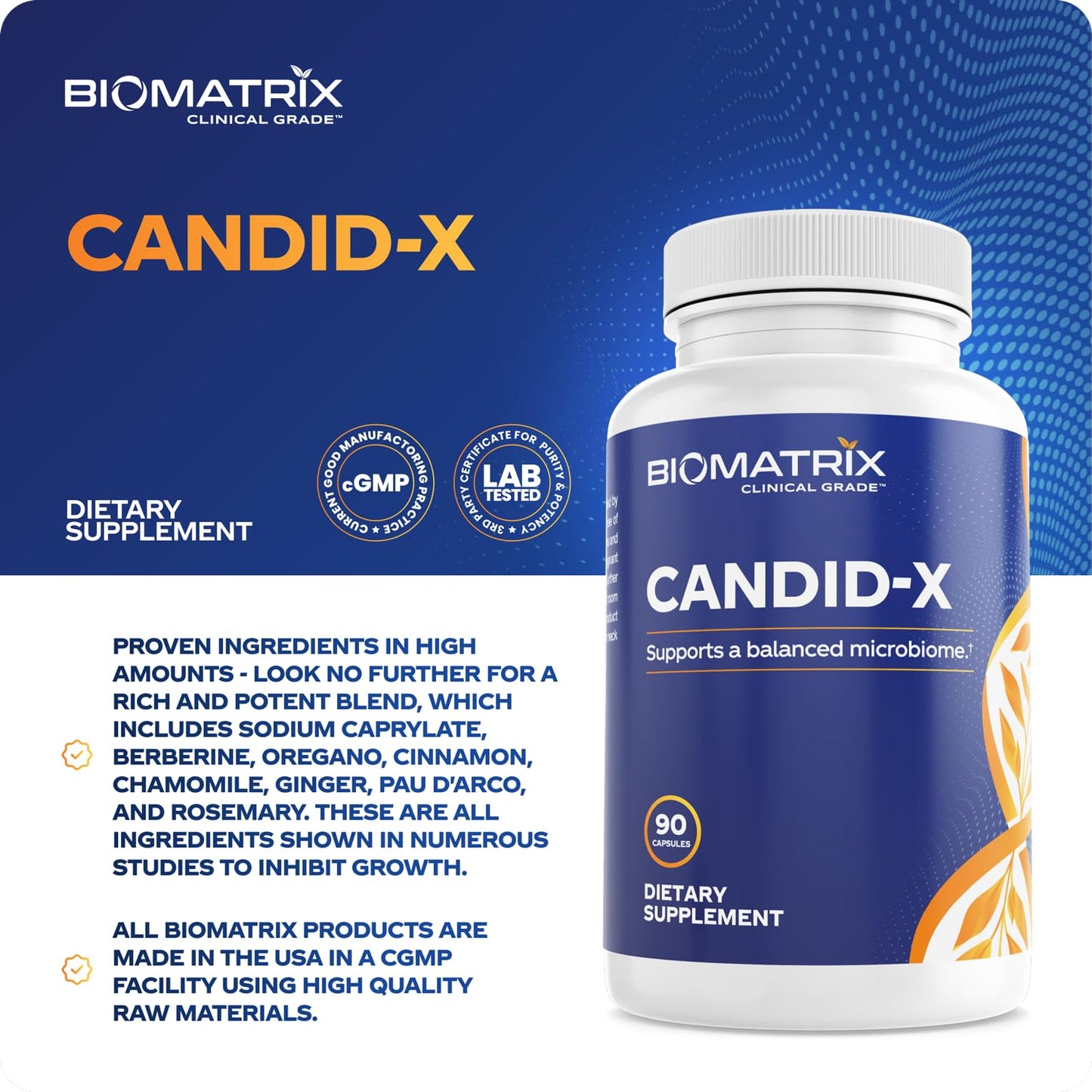 BioMatrix Candid-X Gut Cleanse with Berberine, Oregano, Sodium Caprylate, Chamomile, Ginger