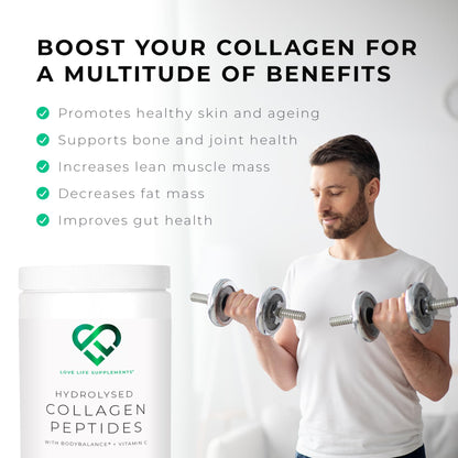 BODYBALANCE® Collagen Powder by LLS - Hydrolysed Bovine Collagen Peptides Types 1 & 3 with Vitamin C - Joint, Ligament