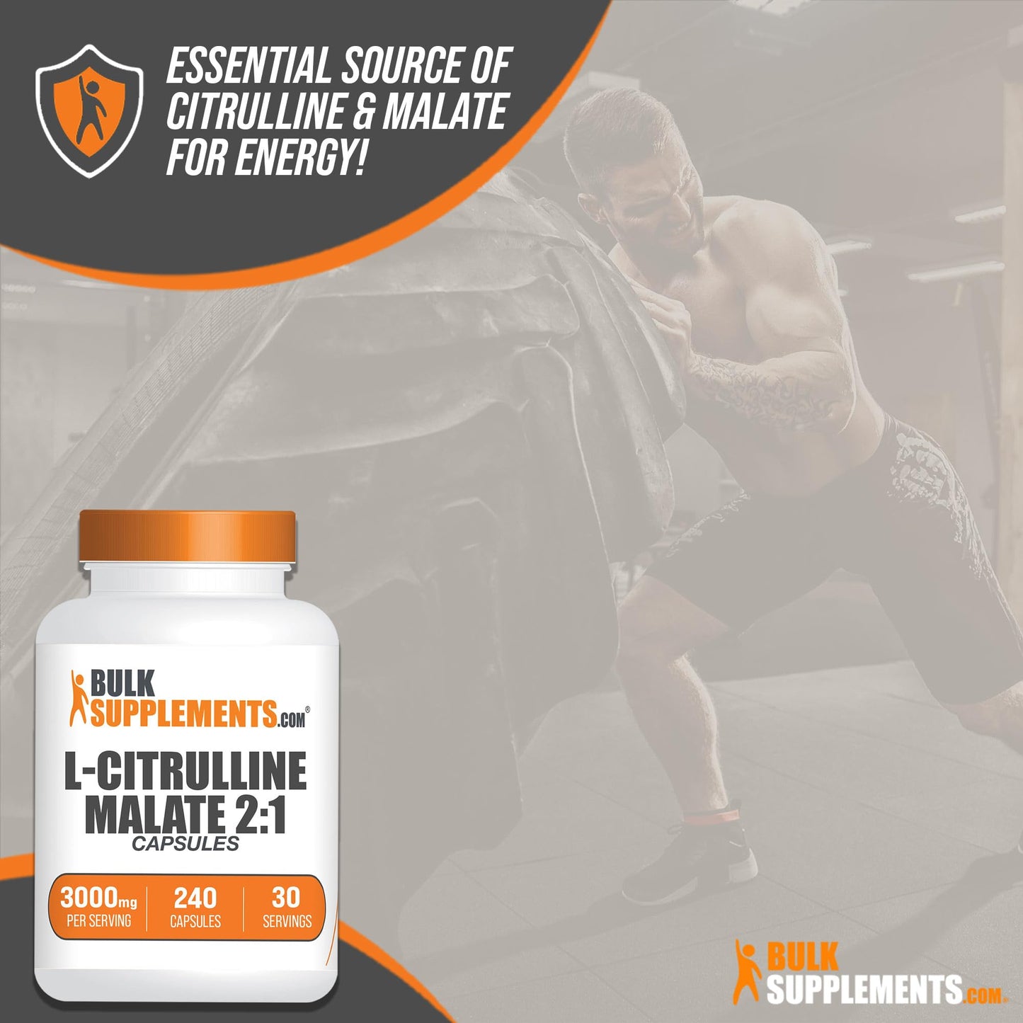 BULKSUPPLEMENTS.COM L-Citrulline Malate Capsules - Citrulline Malate 3000mg