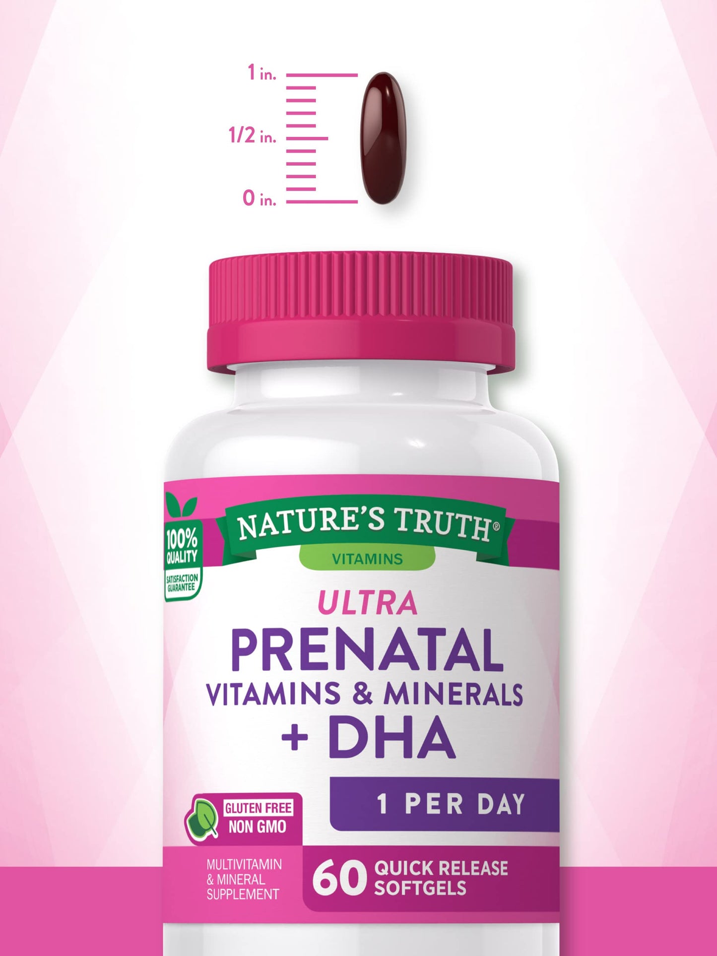 Prenatal Vitamins with DHA and Folic Acid | 60 Softgels | Non-GMO & Gluten Free Supplement