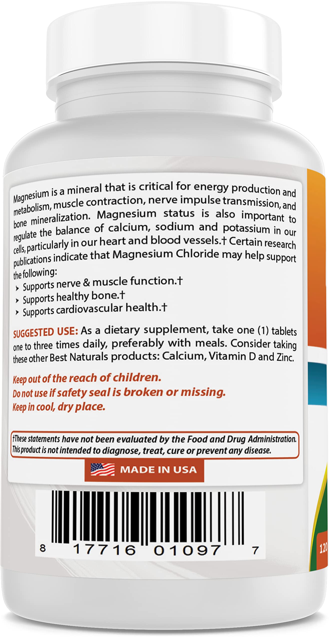 Best Naturals Magnesium Chloride 520 mg 120 Tablets