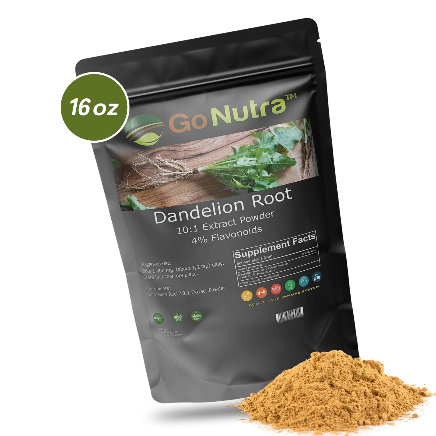 Go Nutra - Dandelion Root Powder, Potent 10:1 Dandelion Root Extract with 4% Flavonoids