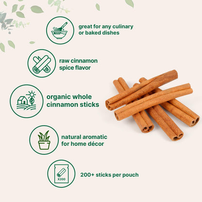 Micro Ingredients Organic Whole Cinnamon Stick, 2lbs | 2 ¾” Stick Size | Raw Cinnamon