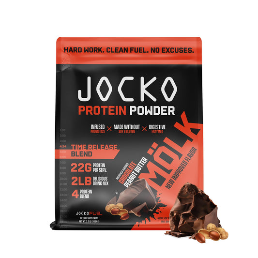 Jocko Mölk Chocolate Peanut Butter Whey Protein Powder - Keto, Probiotics, Grass Fed