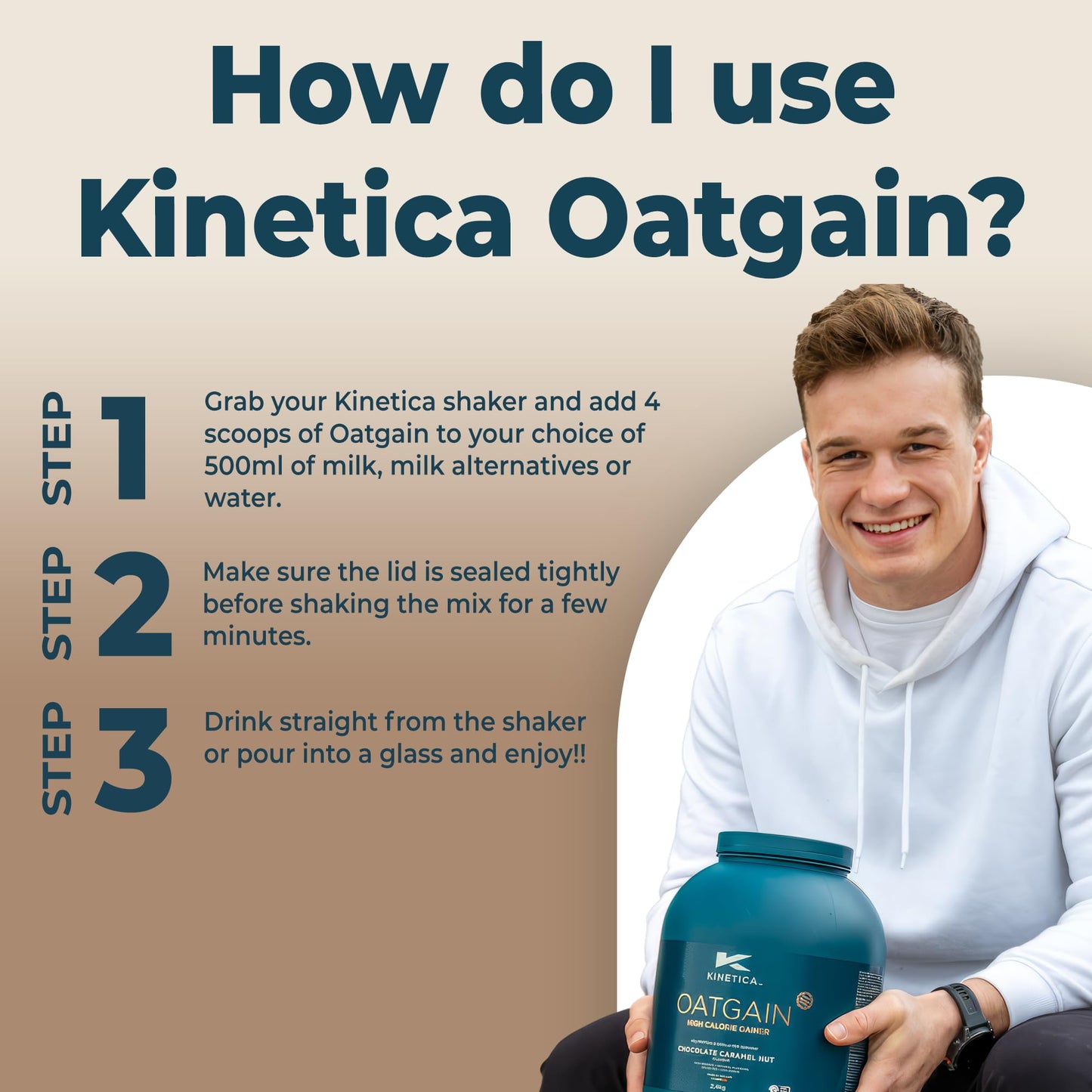 Kinetica OatGain Weight Gainer 600+ Calories & 47g Protein per Serving, 2.4 kg