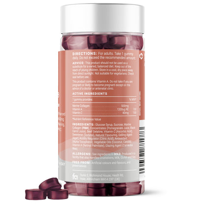 Collagen Gummies with Vitamins A and C, 500mg of Marine Collagen Per Serving, Advanced Skin Support,