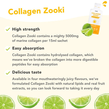 Zooki 5000mg Marine Collagen Liquid Sachets | Hydrolysed Marine Collagen Peptides