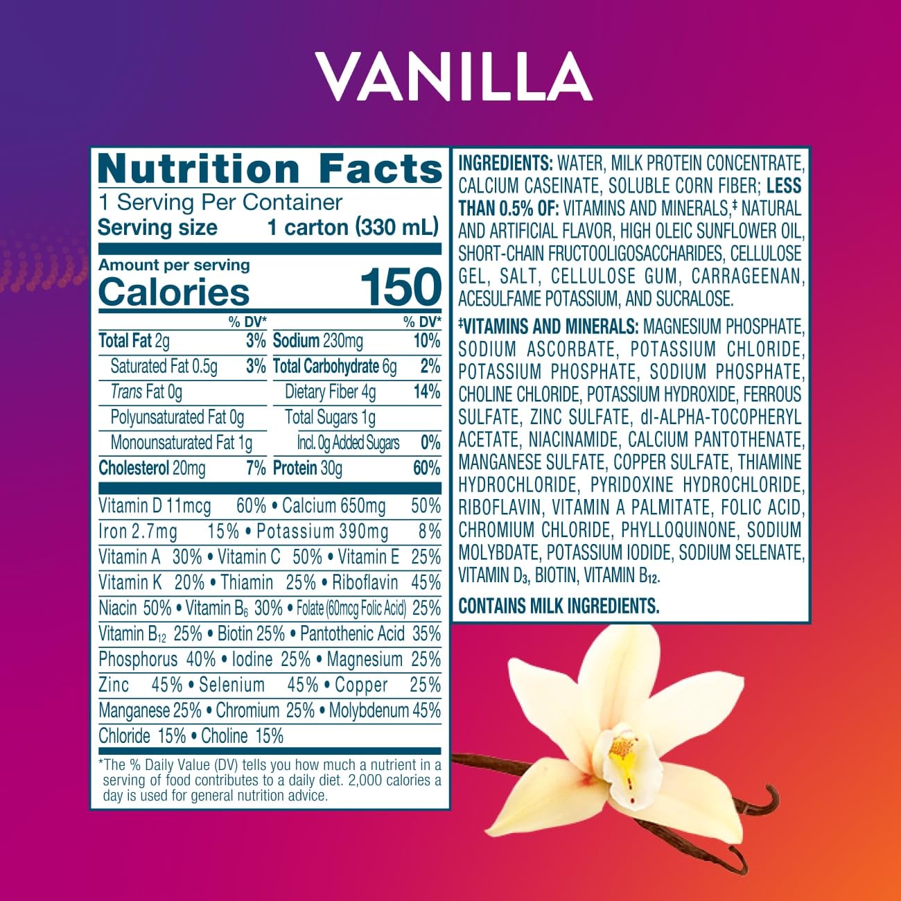 PROTALITY Vanilla Nutrition Shake | 30g Protein, 1g Sugar | Nutrition Support During