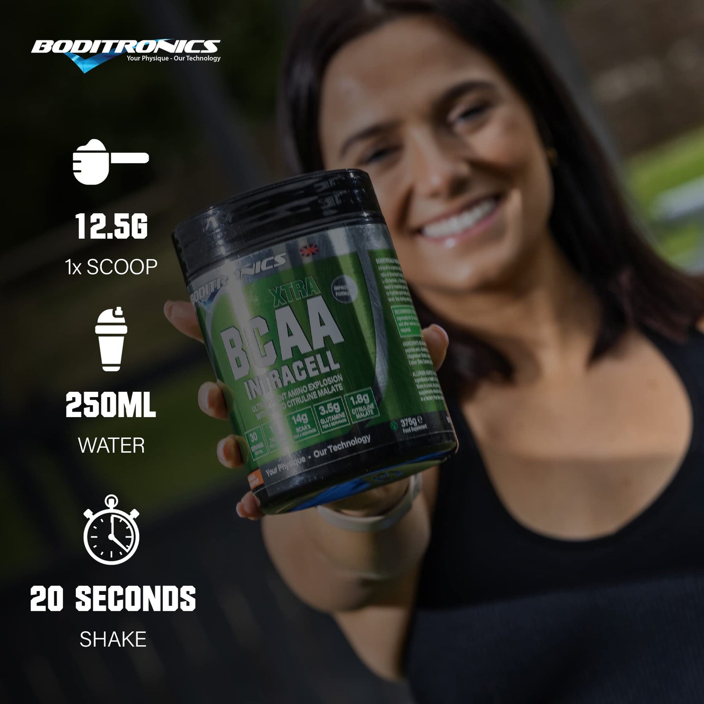 Boditronics BCAA Intracell Xtra Intra Workout Protein Powder, Branched Chain Amino Acid Supplement