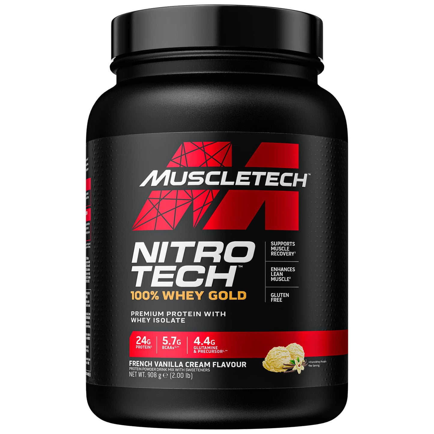 MuscleTech NitroTech 100% Whey Gold Protein Powder, Build Muscle Mass, Whey Isolate Protein Powder