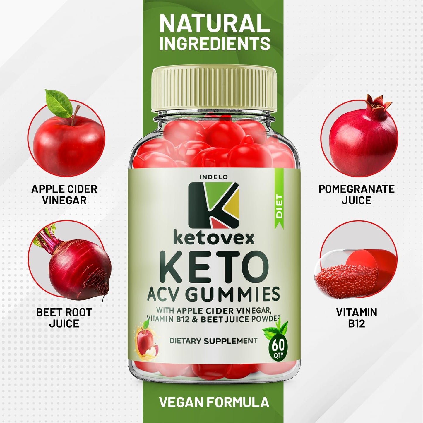 (3 Pack) Ketovex Keto BHB Gummies Advanced Formula, Ketovex BHB ACV Gummies