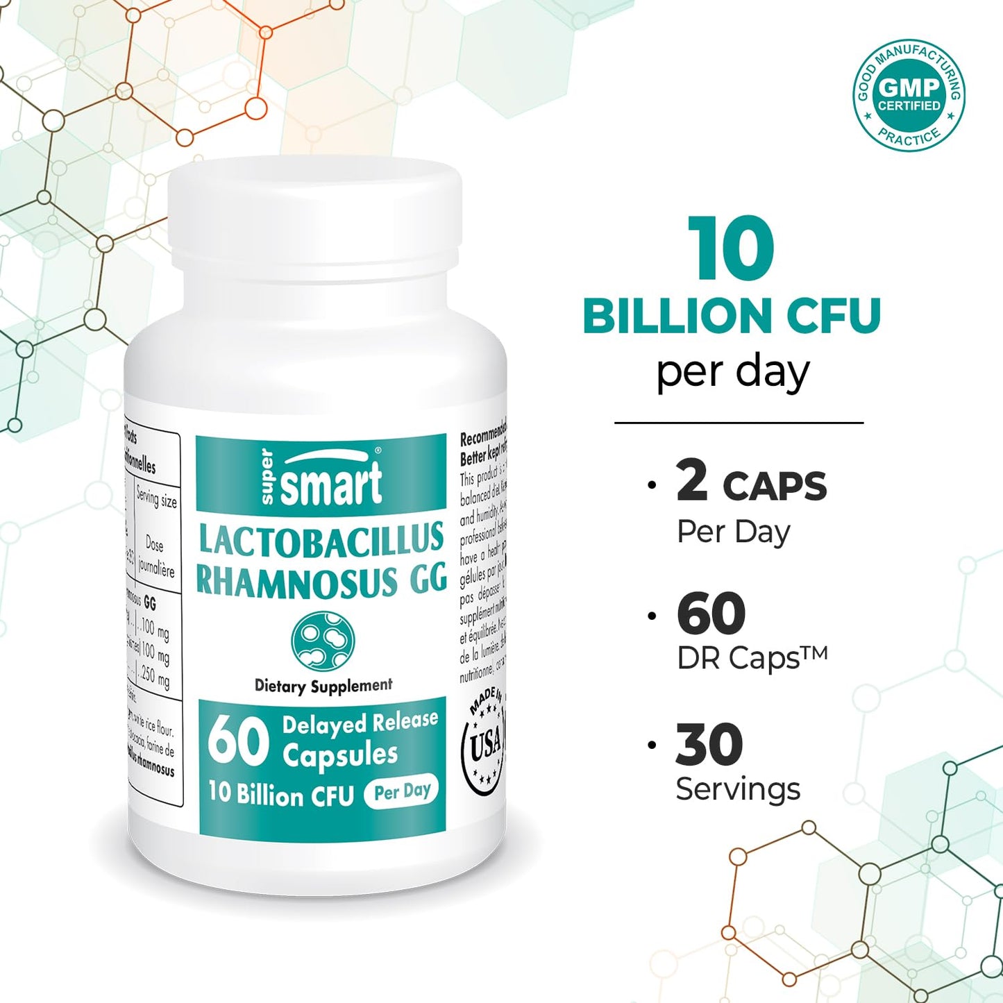 Supersmart - Lactobacillus Rhamnosus GG 10 Billion CFU per Day (LGG Probiotic