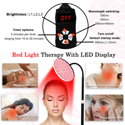 Akarishin Red Light Therapy Lamp - Boost Skin Vitality and Ease Muscle Soreness with Adjustable Stand