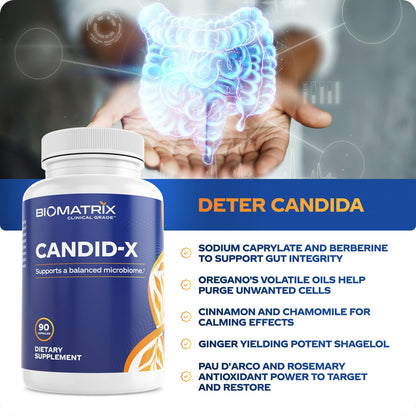 BioMatrix Candid-X Gut Cleanse with Berberine, Oregano, Sodium Caprylate, Chamomile, Ginger