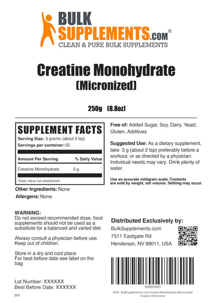 BULKSUPPLEMENTS.COM Creatine Monohydrate Powder - Micronized Creatine