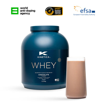 Kinetica Chocolate Whey Protein Powder | 2.27kg | 22g Protein per Serving | 76 Servings