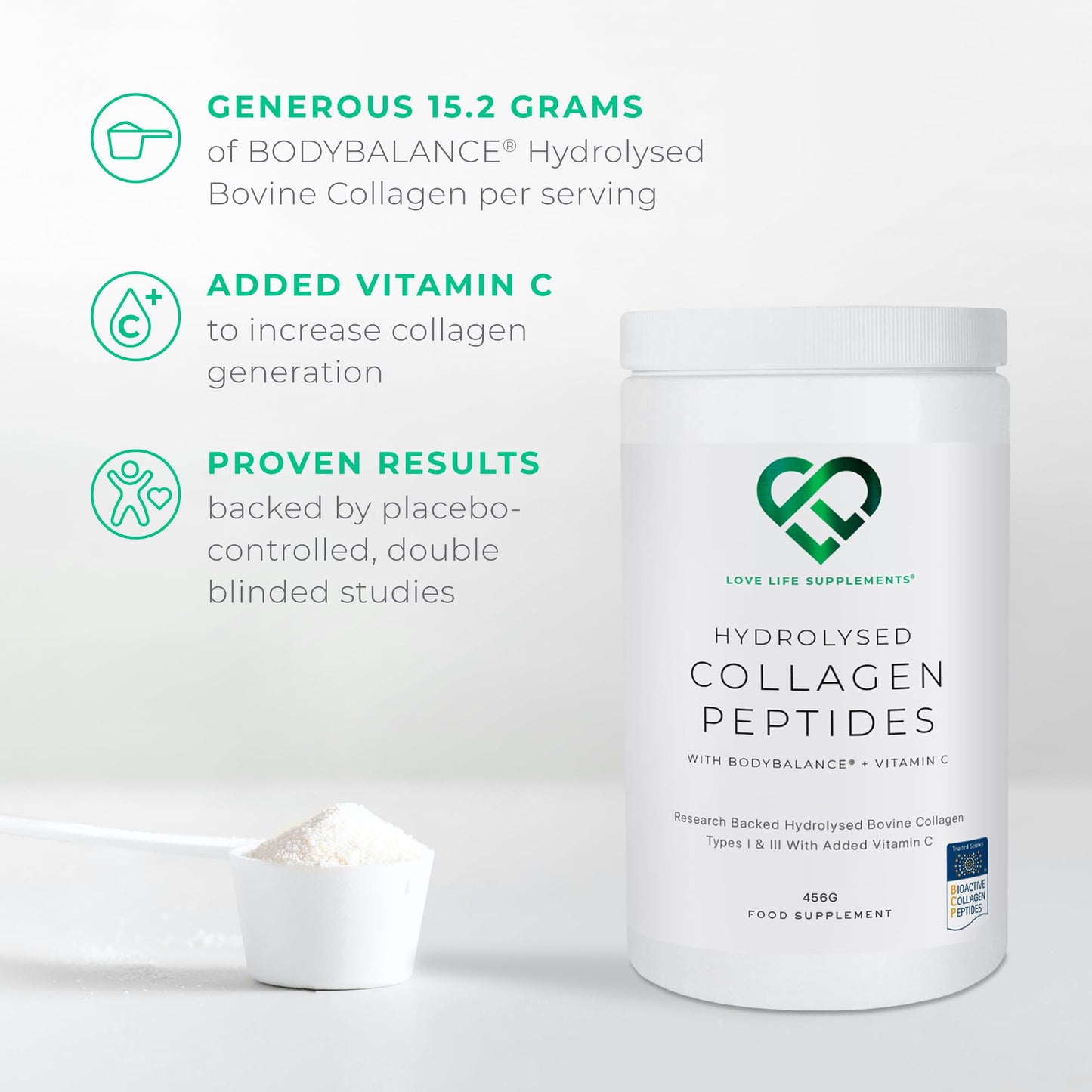 BODYBALANCE® Collagen Powder by LLS - Hydrolysed Bovine Collagen Peptides Types 1 & 3 with Vitamin C - Joint, Ligament