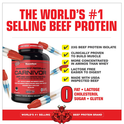 MuscleMeds CARNIVOR Beef Protein Isolate Powder, Muscle Building, Recovery, Lactose