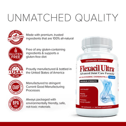 Flexacil Ultra (3 Bottles) Maximum Strength Joint Health & Support Supplement | Glucosami