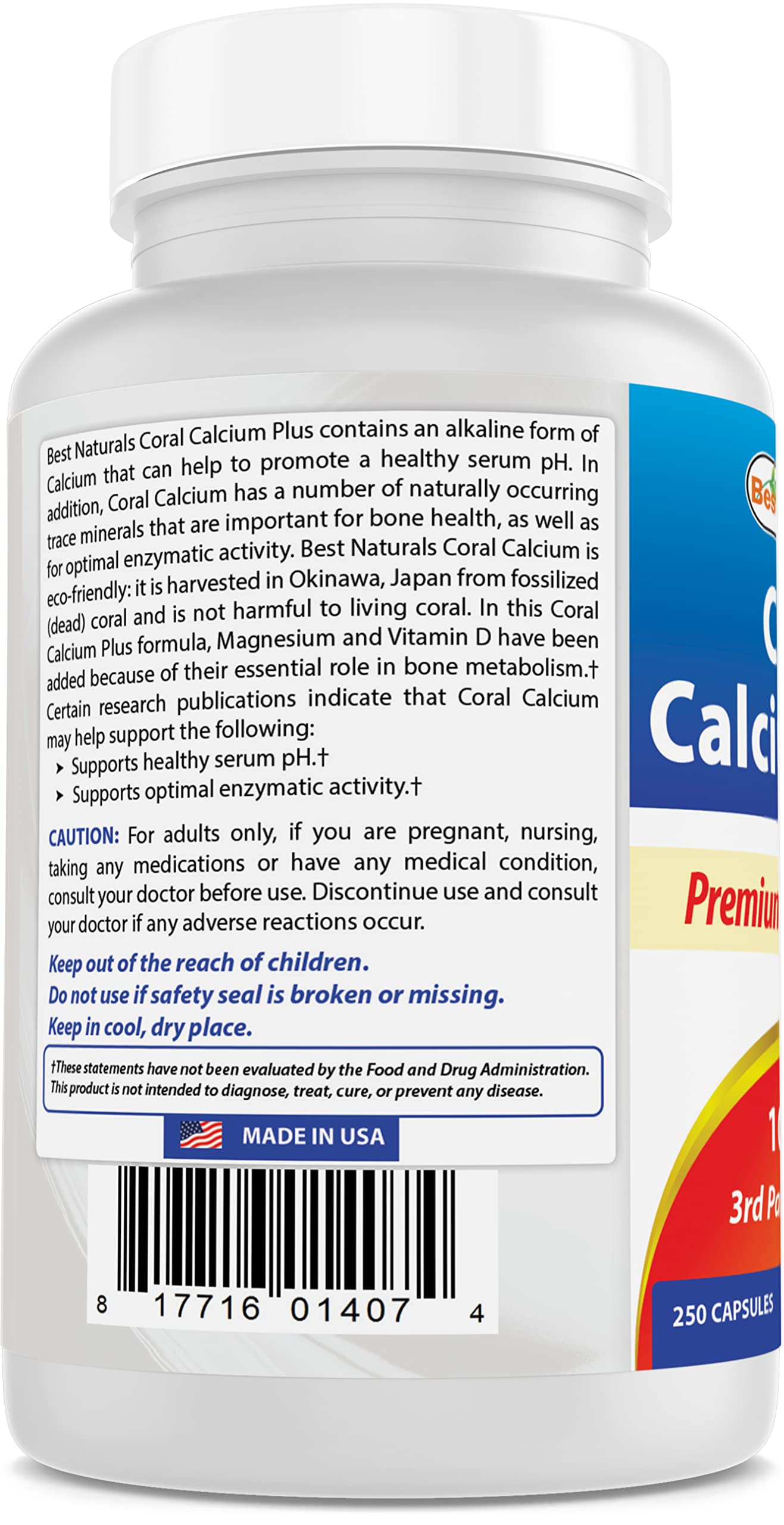 Best Naturals Coral Calcium Plus 1000 mg 250 Capsules